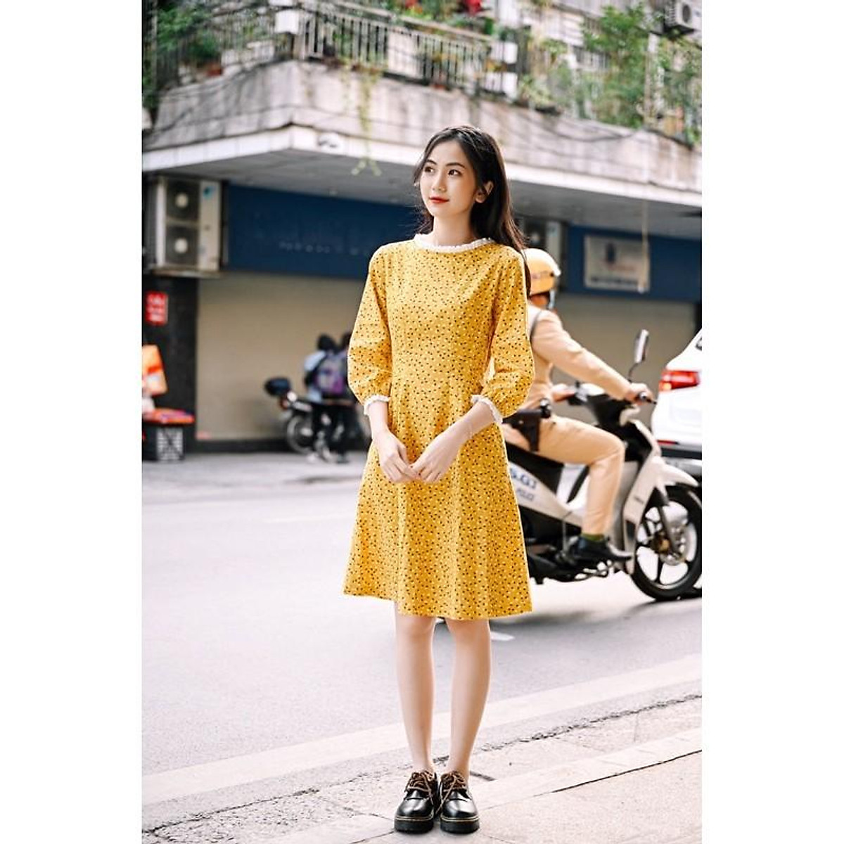 Váy vàng hoa nhí - Đầm Dáng Xòe