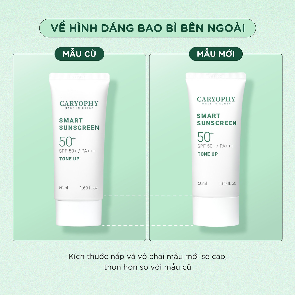 Kem Chống Nắng Caryophy Smart Sunscreen SPF50+ PA +++ Tone Up 50ml