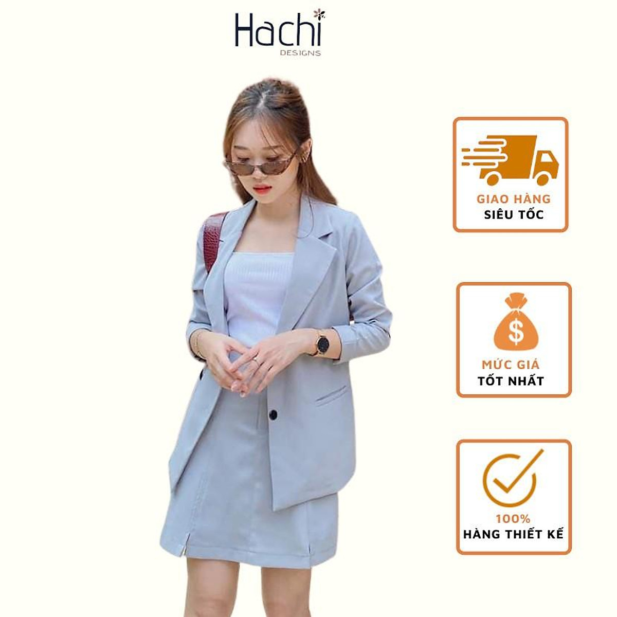 Phối áo blazer cùng chân váy  Ngôi sao