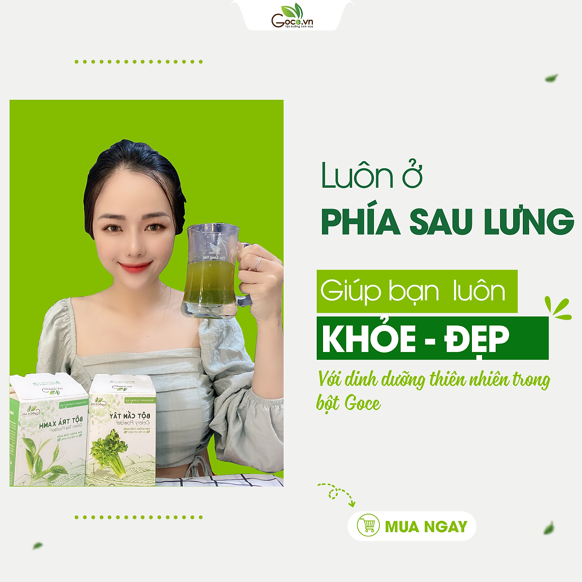 Bột cần tây nguyên chất Goce - 72g (24 gói x 3g) - Tan mỡ giảm cân