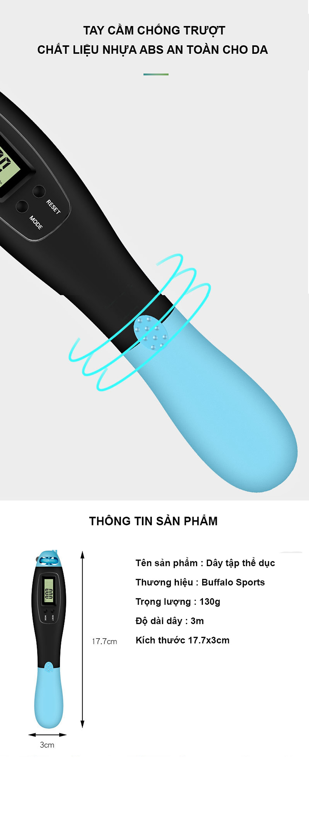 Dây Nhảy Đếm Số, Đo Calo, Khoảng Cách Cao Cấp Chính Hãng miDoctor - Kèm Bóng Xoay Cho Người Mới Bắt Đầu Tập