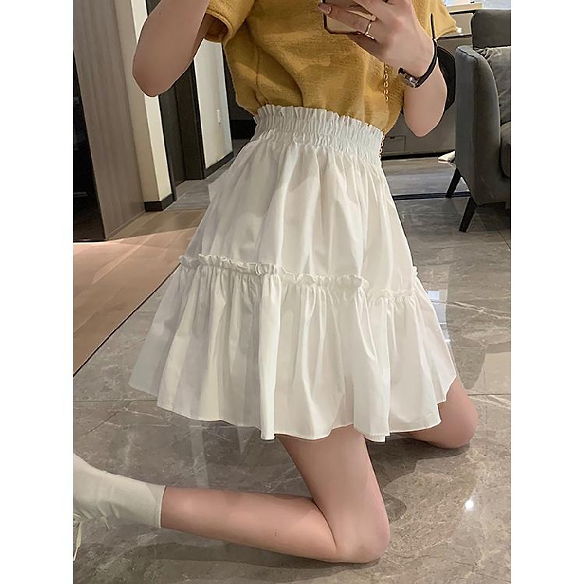 Chân váy linen lưng thun hai hàng khuy kèm thắt lưng NU5994 kamakavn #30 Chân váy linen lưng thun hai hàng khuy kèm thắt lưng NU5994 kamakavn