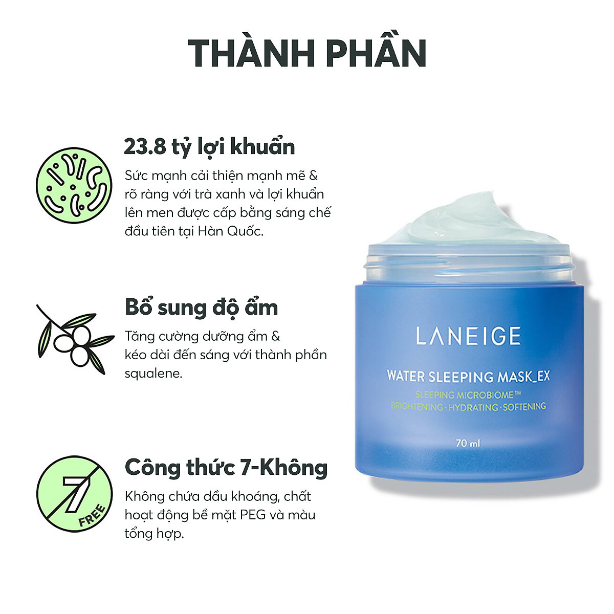 Mặt Nạ Ngủ Dưỡng Ẩm Và Tăng Khả Năng Tự Vệ Của Da Phiên Bản Cải Tiến LANEIGE Water Sleeping Mask EX