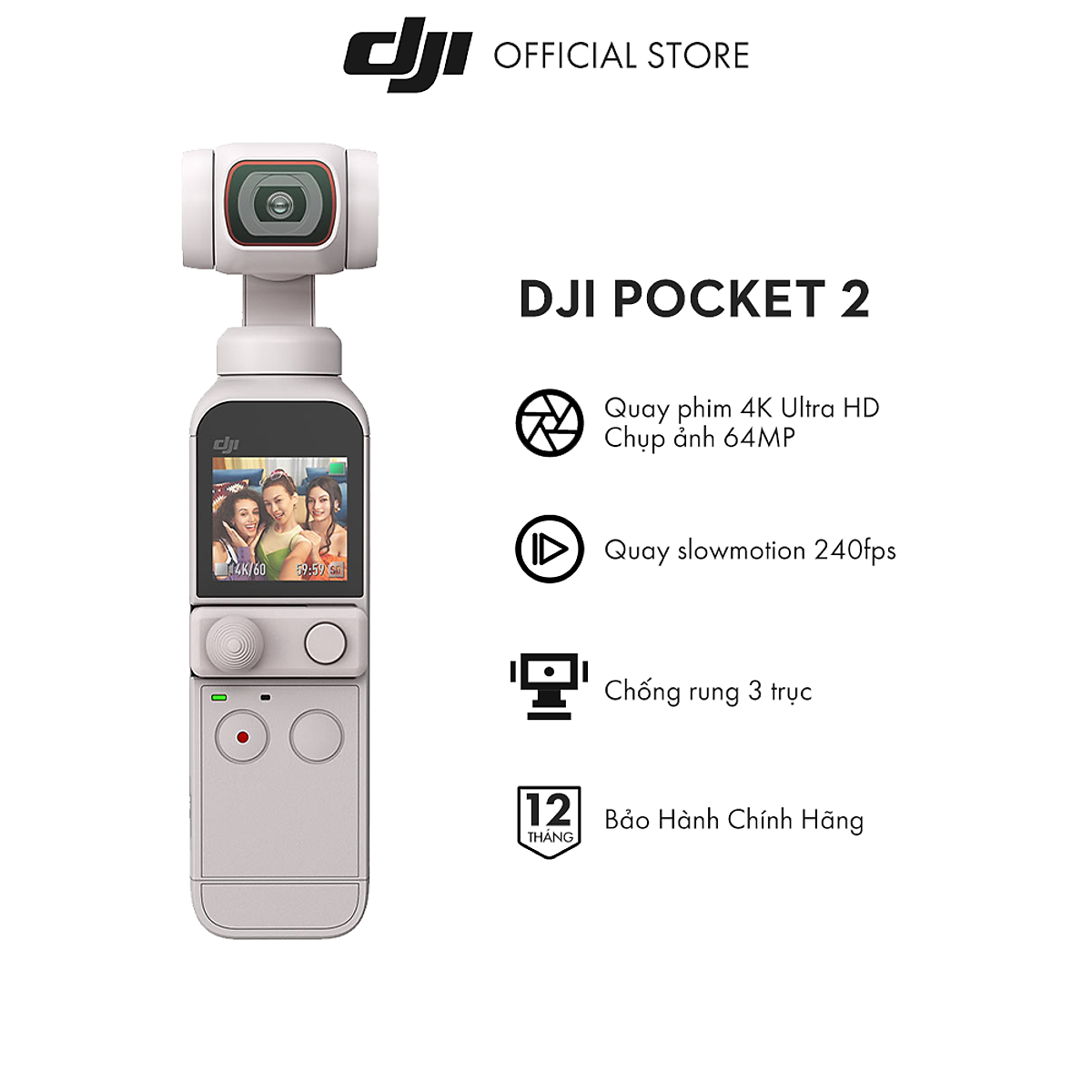 DJI Osmo Pocket 2 Sunset White Máy quay phim Chống Rung 4K 60fps Hàng chính  hãng