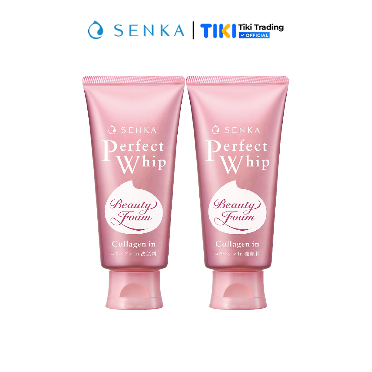 Bộ đôi Sữa rửa mặt tạo bọt Collagen cho da Khô - Sạch Sâu SENKA PERFECT WHIP COLLAGEN IN 120g