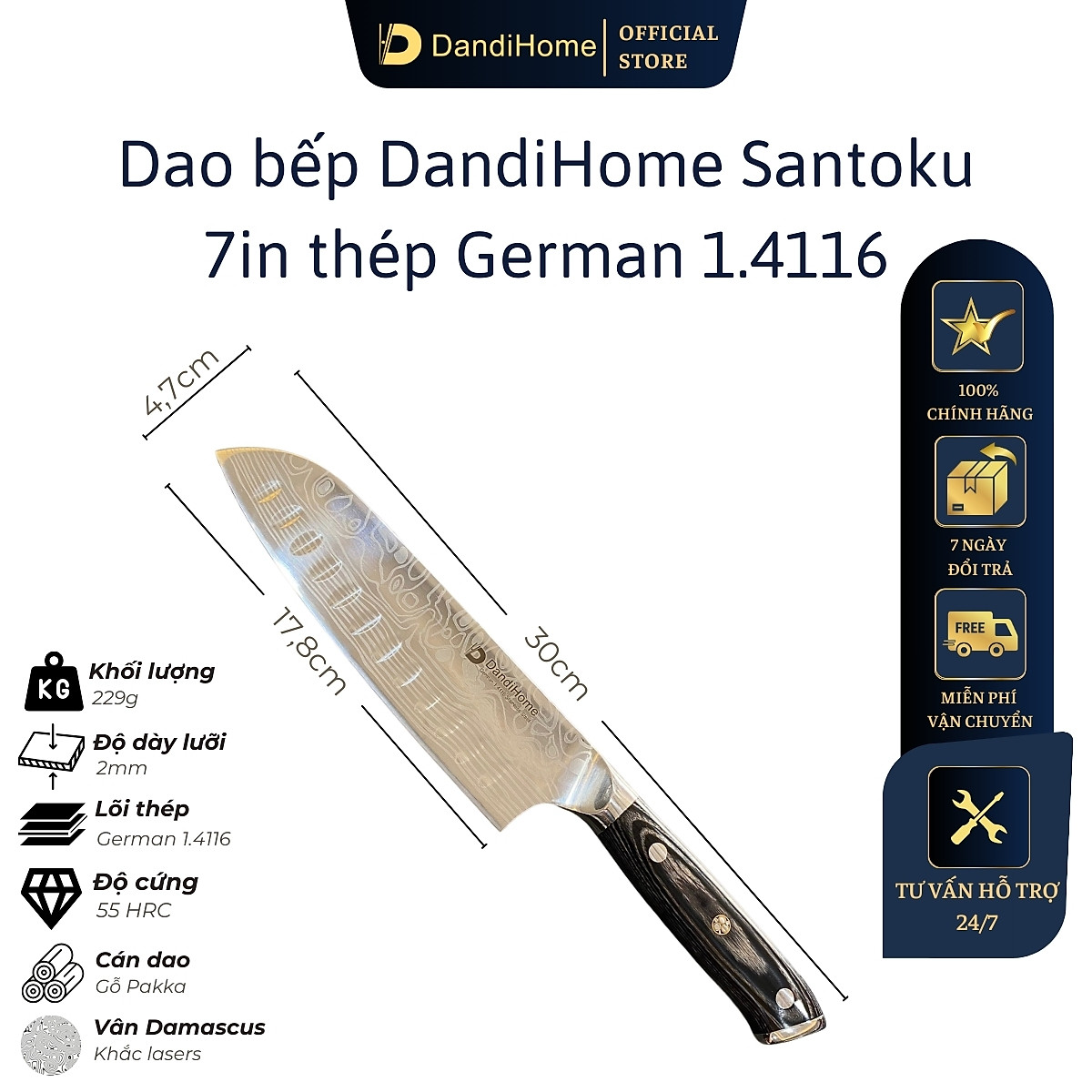 Dao nhà bếp thái đa năng DandiHome thép cao cấp