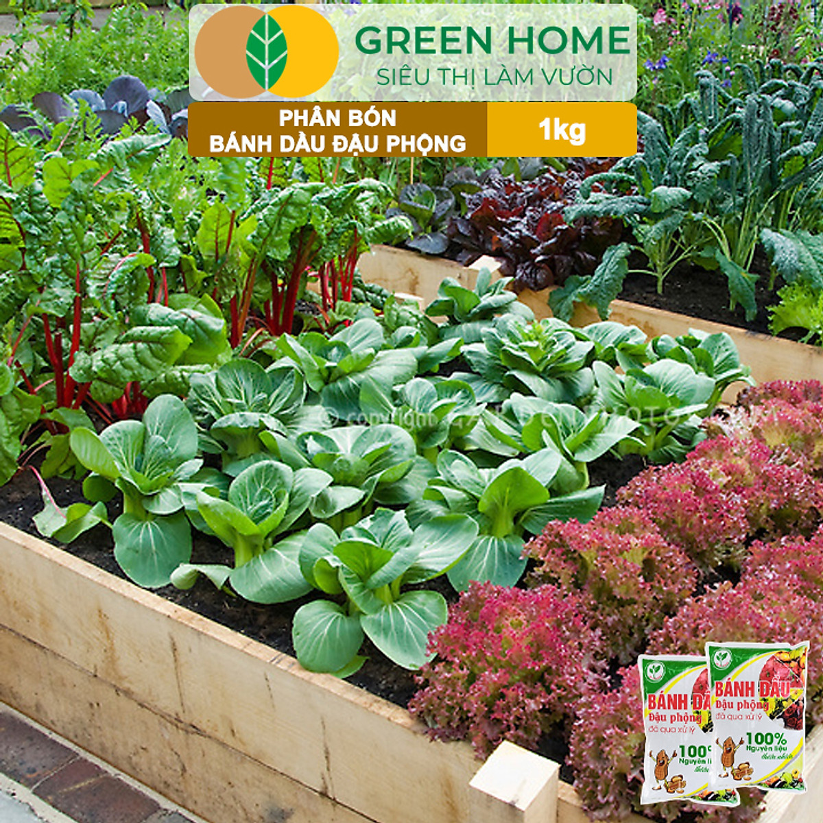 Bánh Dầu Đậu Phộng Greenhome, Bao 1kg, Phân Bón Hữu Cơ Hàm Lượng Đạm Cao, Chuyên Hoa, Rau, Củ, Quả, Kiểng