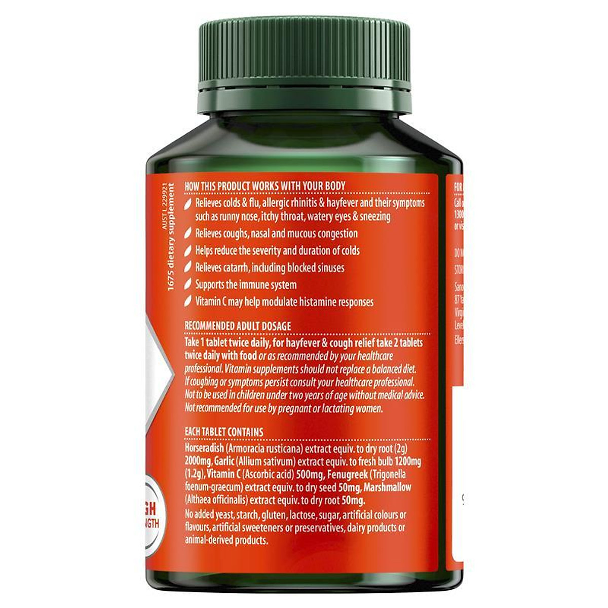 Nature's Own Triple Strength Garlic C Horseradish 100 Tablets Thực phẩm chức năng sức khỏe