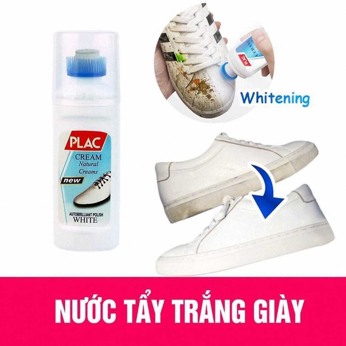 Chai Tẩy Trắng Giày Dép, Túi Xách PLAC - Nước Lau Sạch Giày PLAC
