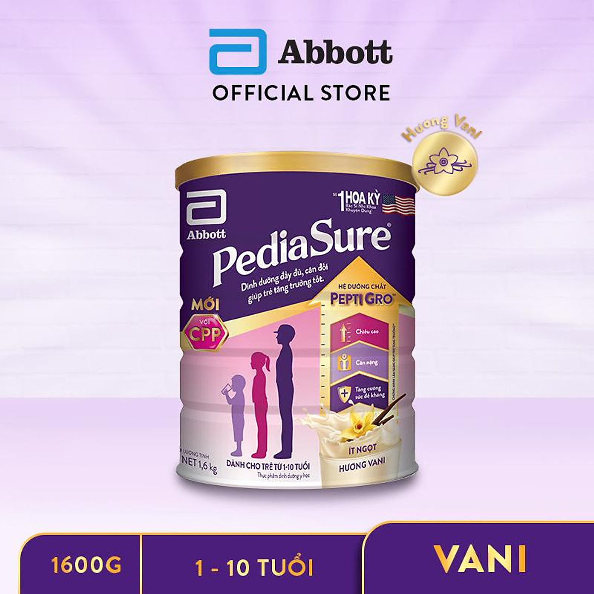 Combo 4 Sữa Bột Abbott Pediasure 1,6kg cho trẻ 1-10 tuổi