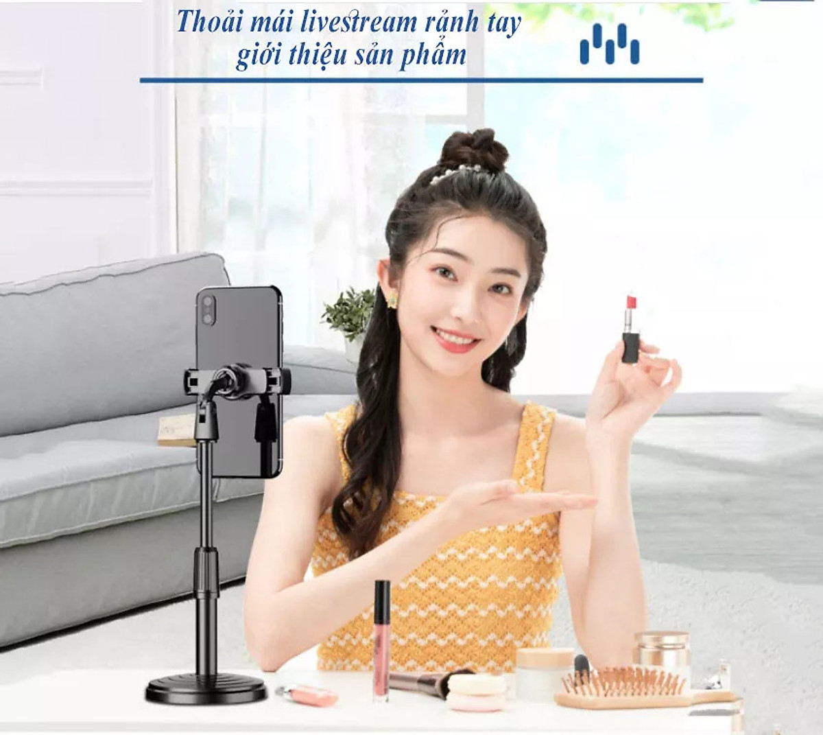 giá đỡ điện thoại, chân đế để bàn dùng livestream, quay video, ghi hình xoay 360 độ - Hàng Chính hãng DODODIOS
