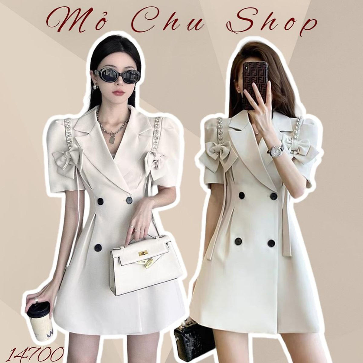 Đầm vest trắng thiết kế tay dài trẻ trung thanh lịch  DN491