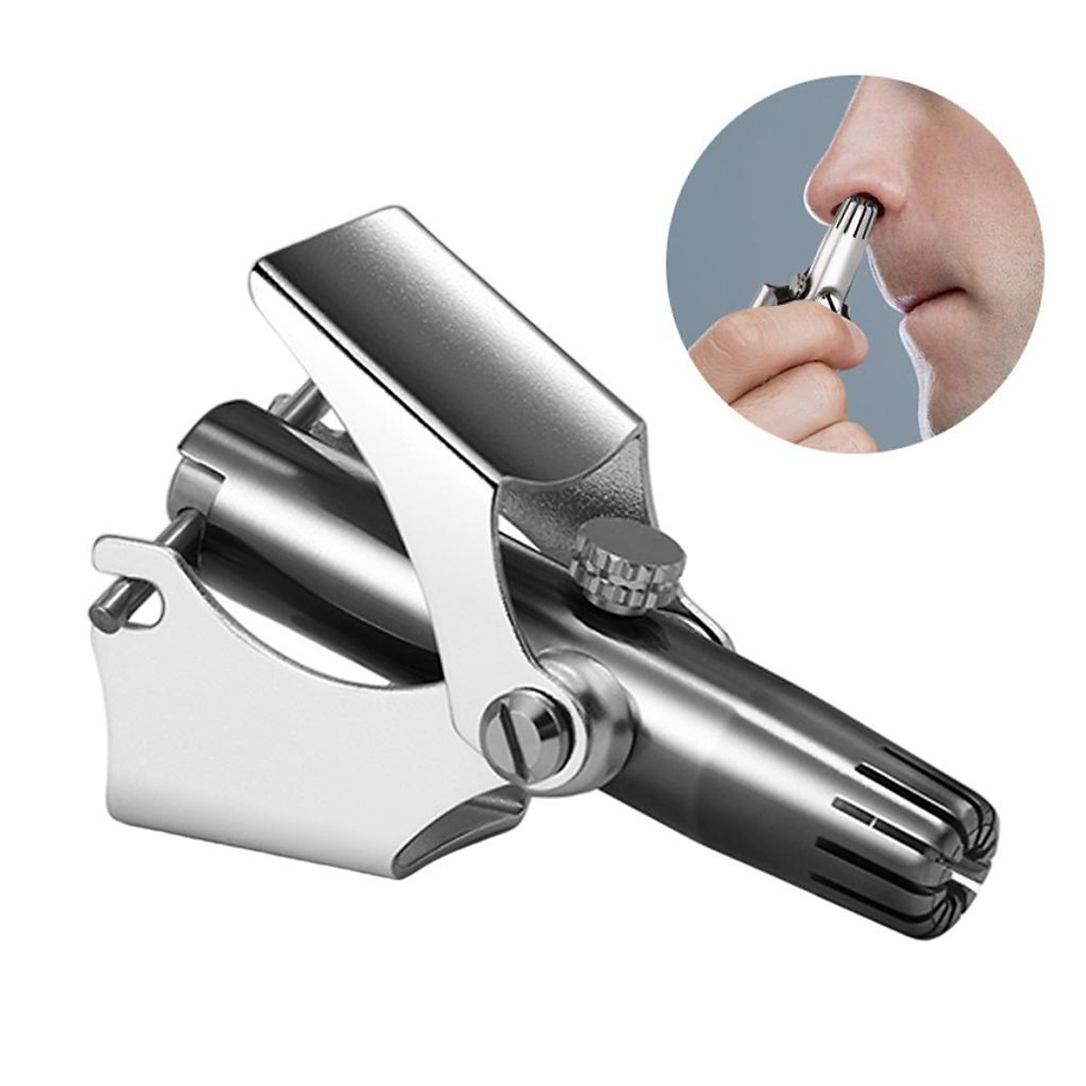 Mua Stainless Steel Ear and Nose Hair Trimmer for Men Manual Trimming  Machine No Batteries Required Removable and Washable with Brush and Bag -  Silver tại Magideal