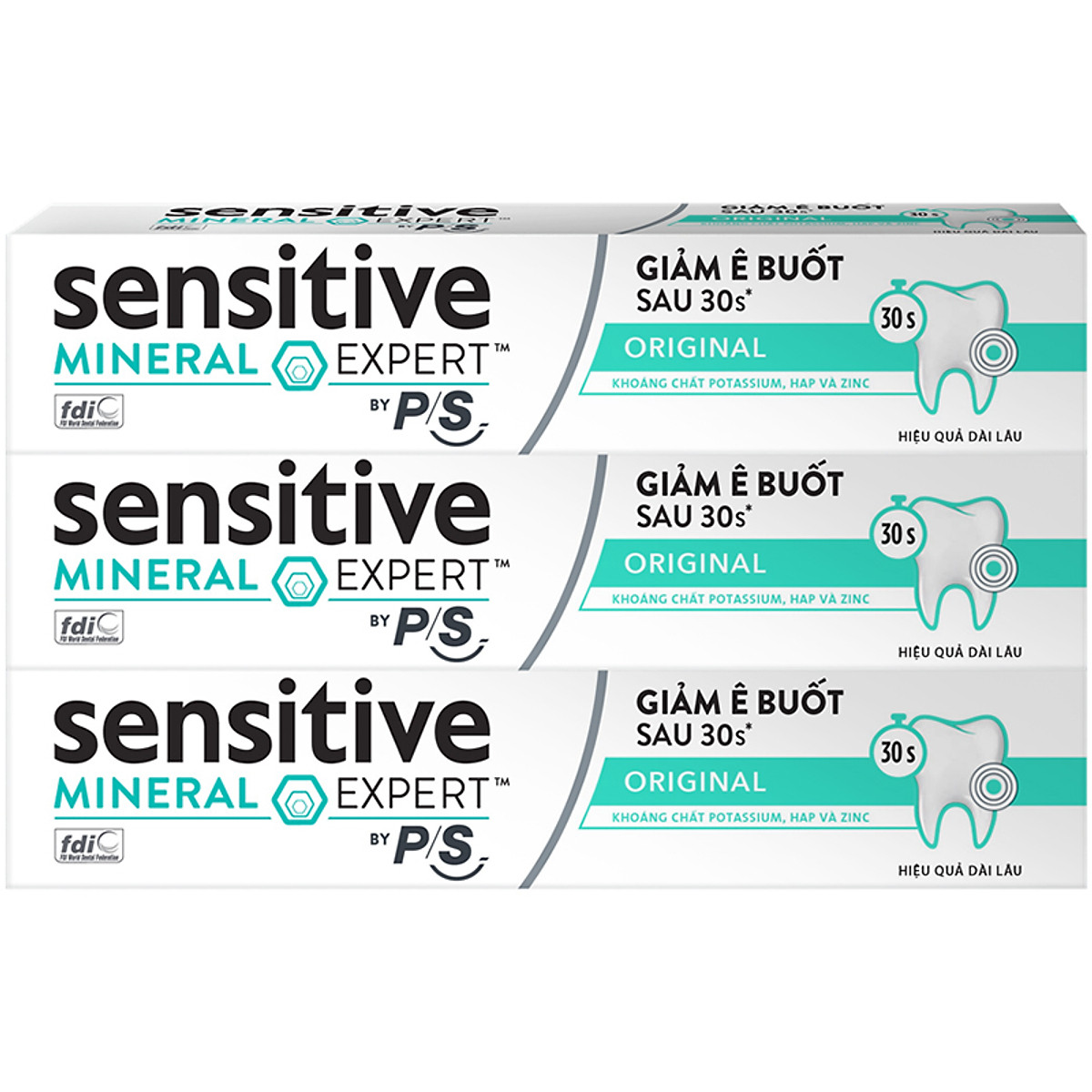 Bộ 3 Hộp Kem Đánh Răng P/S Giảm Ê Buốt Sau 30 Giây Sensitive Mineral Expert Original Với Tác Động Từ Khoáng 100G