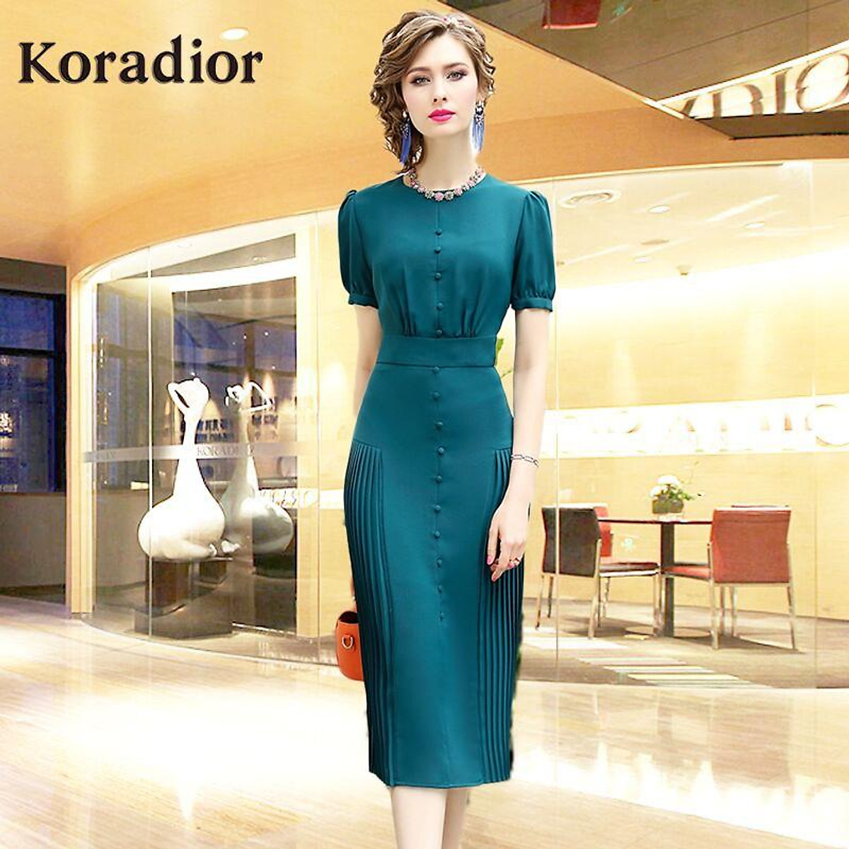 (HÀNG SẴN) Đầm Trung Niên Cơ Sở Thanh Lịch VH41 - Hàng Quảng Châu Cao Cấp