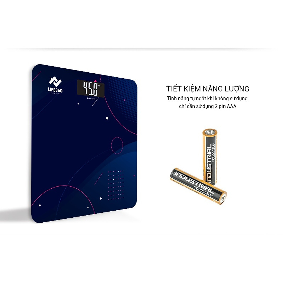 Cân điện tử sức khỏe LIFE360, cân điện tử thông minh, mặt kính cường lực, tải trọng tới 180kg - Hàng chính hãng