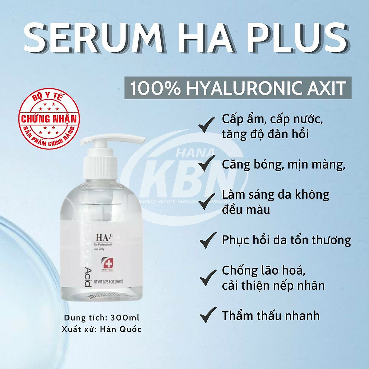Serum HA Plus Dưỡng Ẩm Căng Bóng Giảm Nếp Nhăn Hyaluronic Acid AWAKETHECELL 300ml