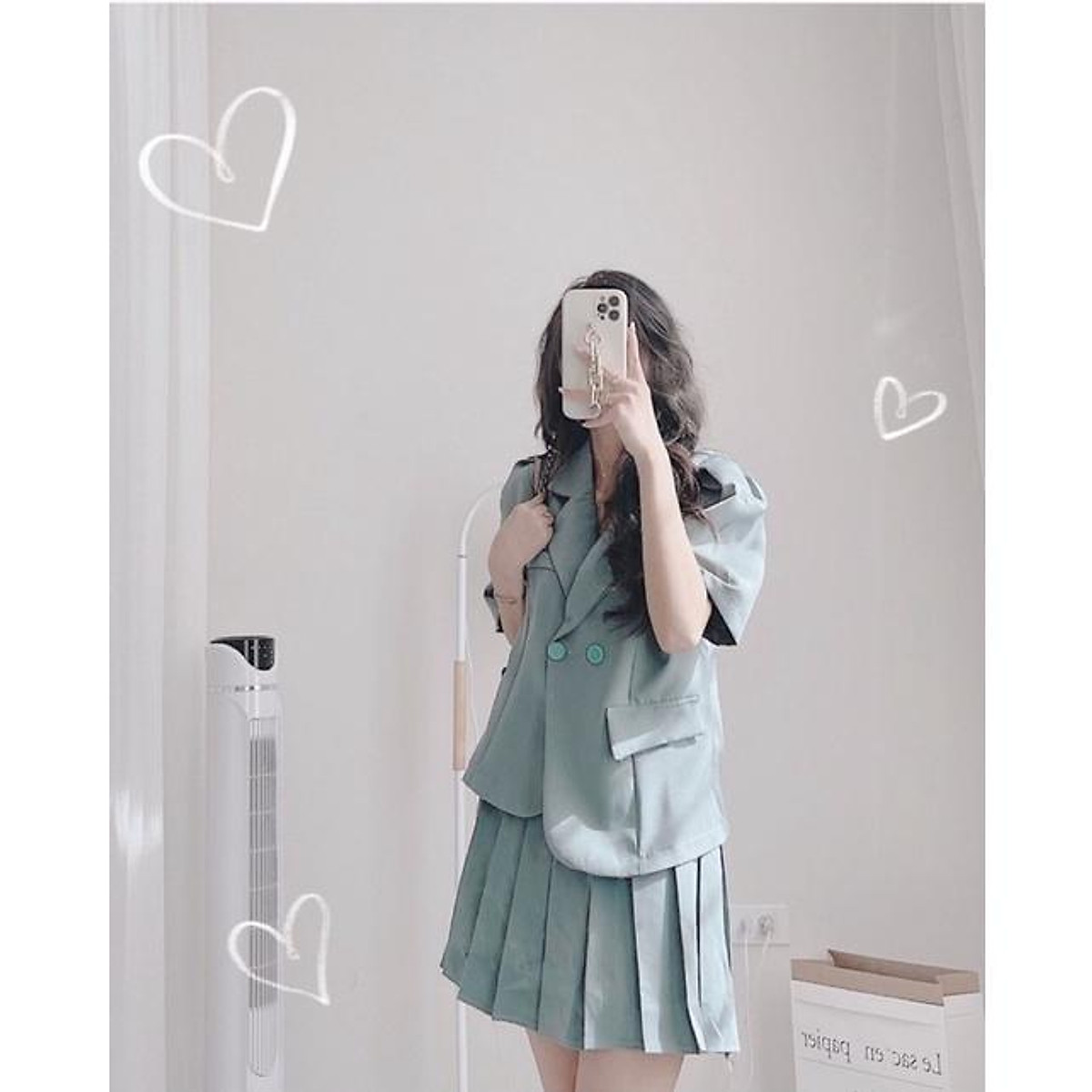 SÉT VEST 2 MÓN CHÂN VÁY XẾP LY DÁNG LỬNG TRẺ TRUNG NĂNG ĐỘNG TT KHÔNG