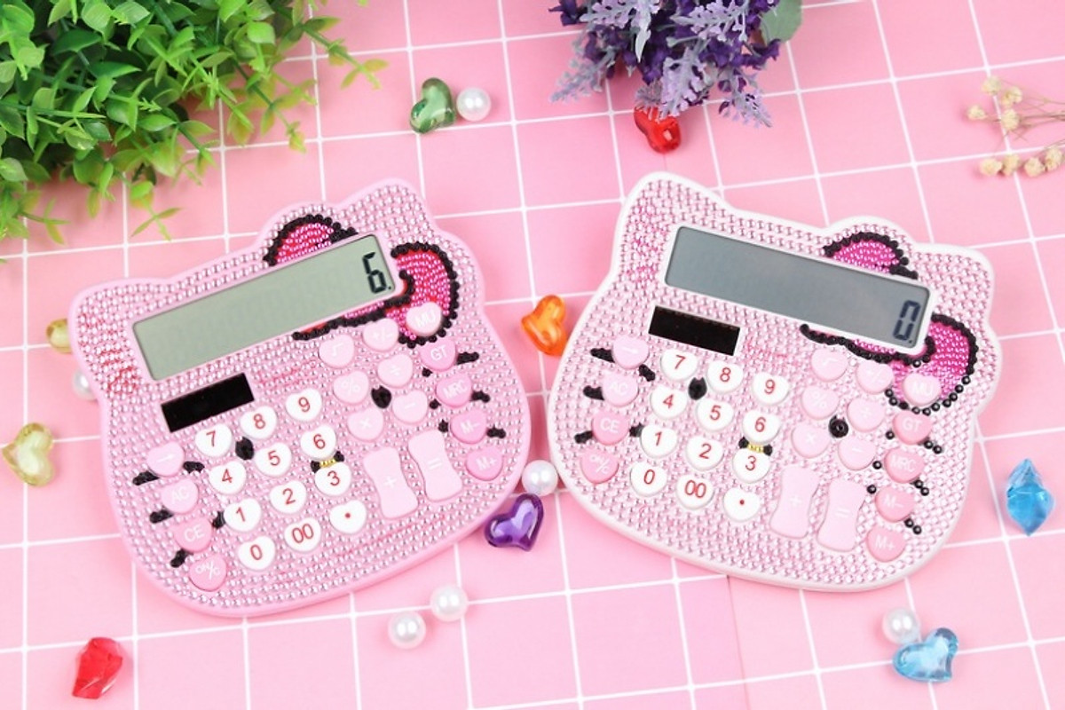 Máy tính cầm tay, máy tính bỏ túi Kitty đính đá dễ thương
