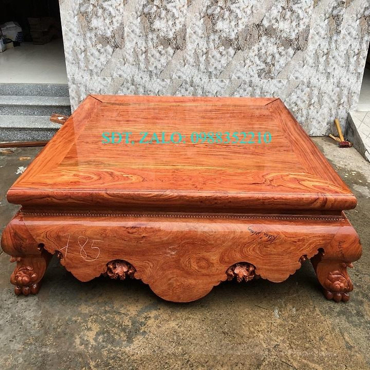 Sập chân quỳ dạ trơn tam diện gỗ hương đá chân 24 kt 180x220 ( Bác Nghiệp - Thái Nguyên )