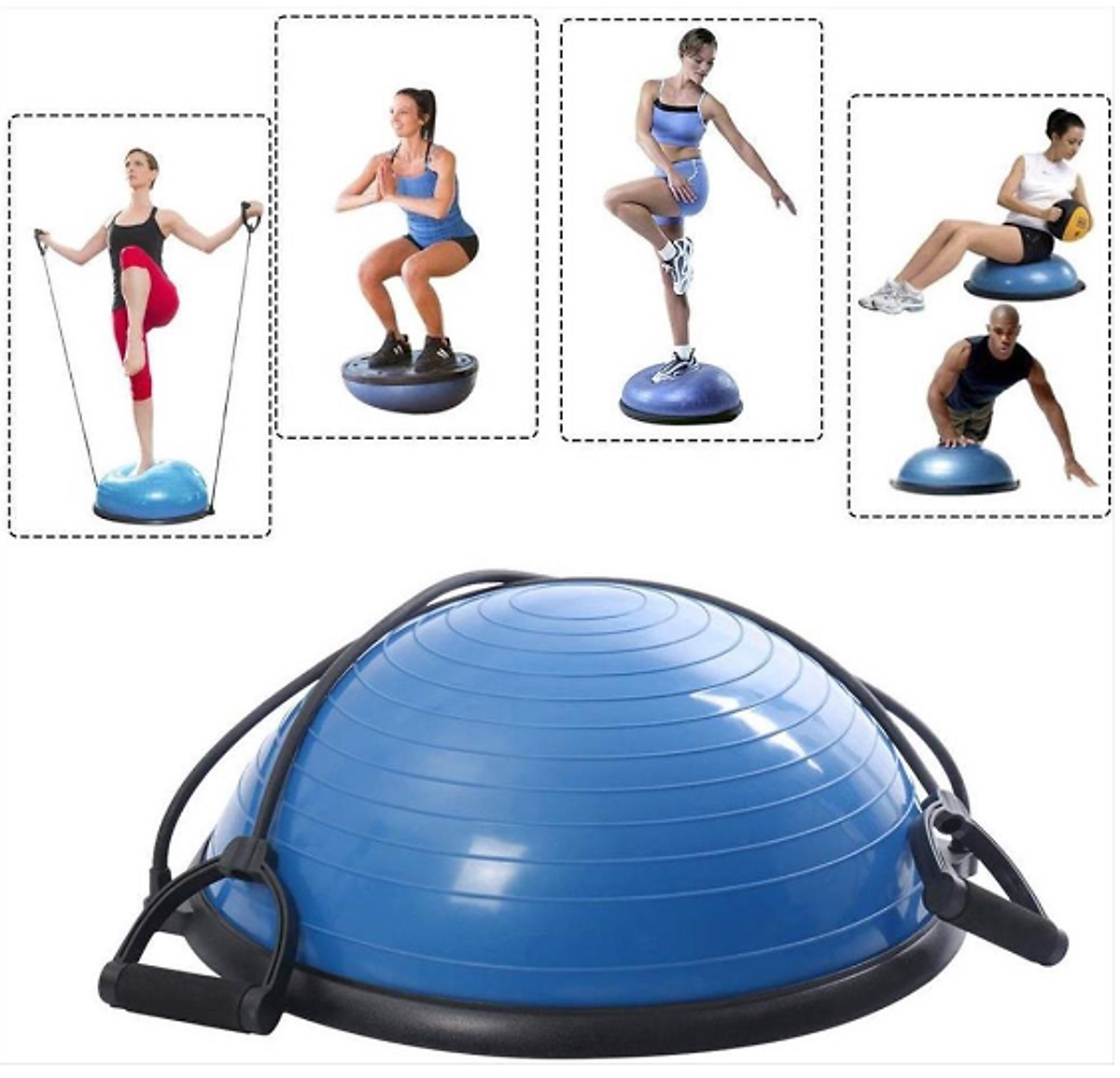 BG Bóng tập YOGA bóng thăng bằng GREY 58x20cm kèm bơm bóng,Bosu Bóng Tập Cân Bằng Bosu tập thể dục,Bóng đẹp Yoga Tại Nhà Cao Cấp ( hàng nhập khẩu)