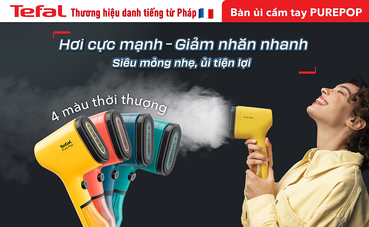 Bàn ủi hơi nước cầm tay Tefal Pure Pop - [Hàng chính hãng]