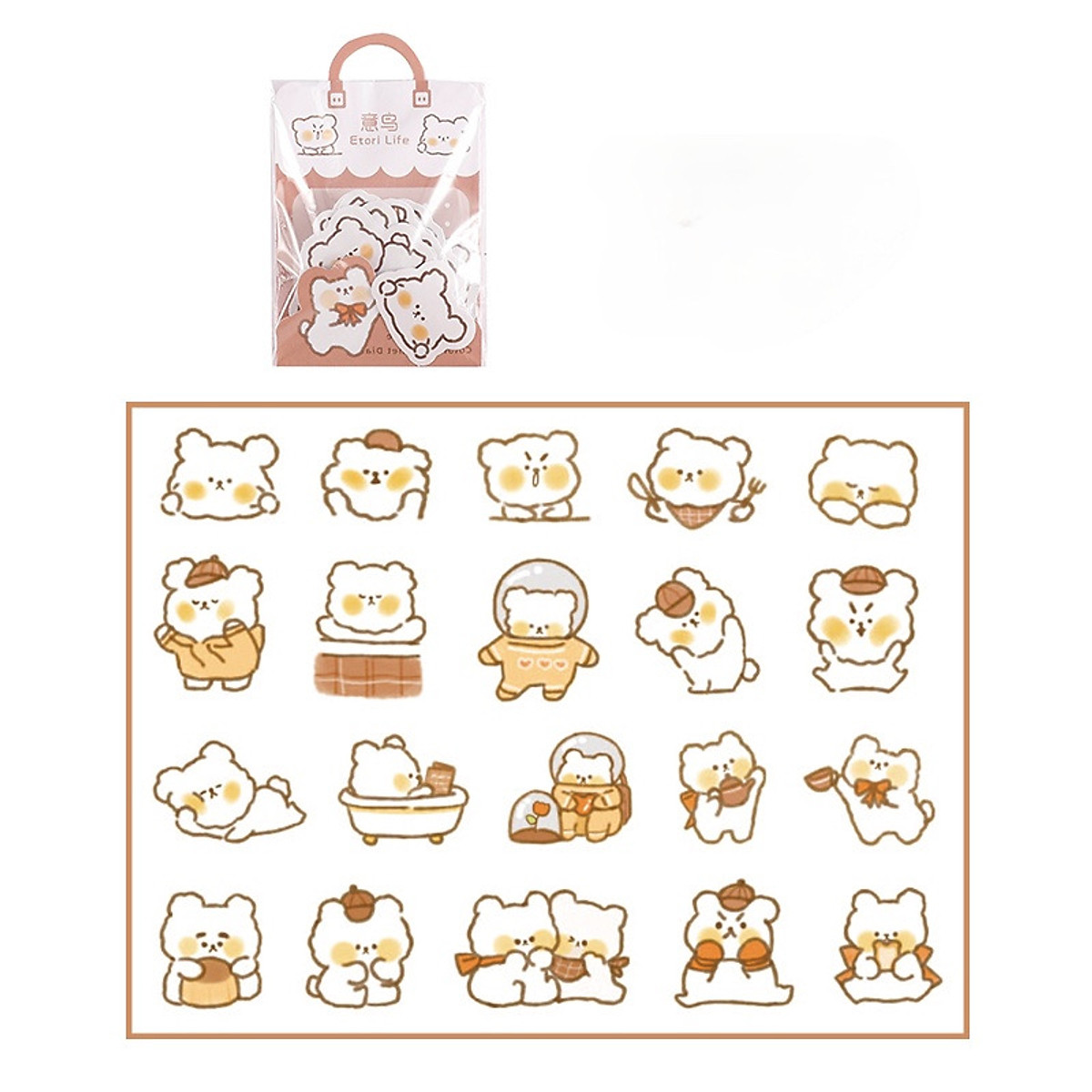 Set 40 sticker nhãn dán hình động vật dễ thương trang trí sổ tay ...