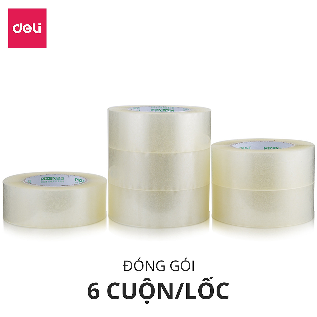 Băng Keo Trong , Băng Dính Dán Thùng Đóng Hàng Deli - 60/80/100/150/200 Yards - Dày Dai Chống Nước Khó Đứt