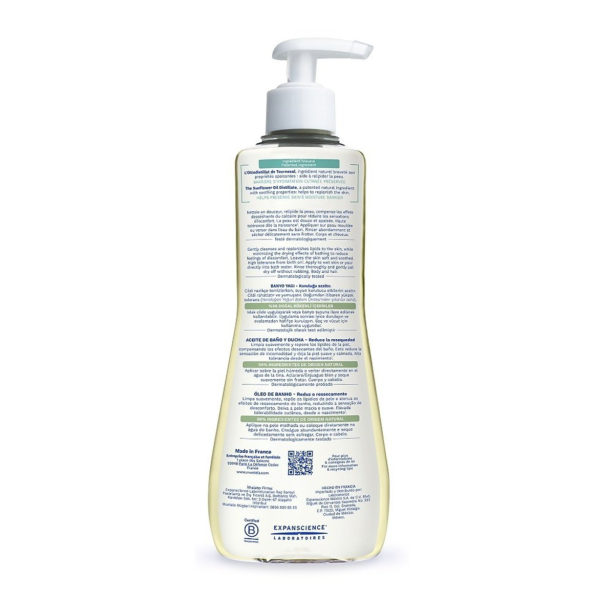 Dầu tắm gội Cho Trẻ Sơ Sinh & Em Bé Da Chàm Thể Tạng Mustela Stelatopia Cleansing Oil 500ml