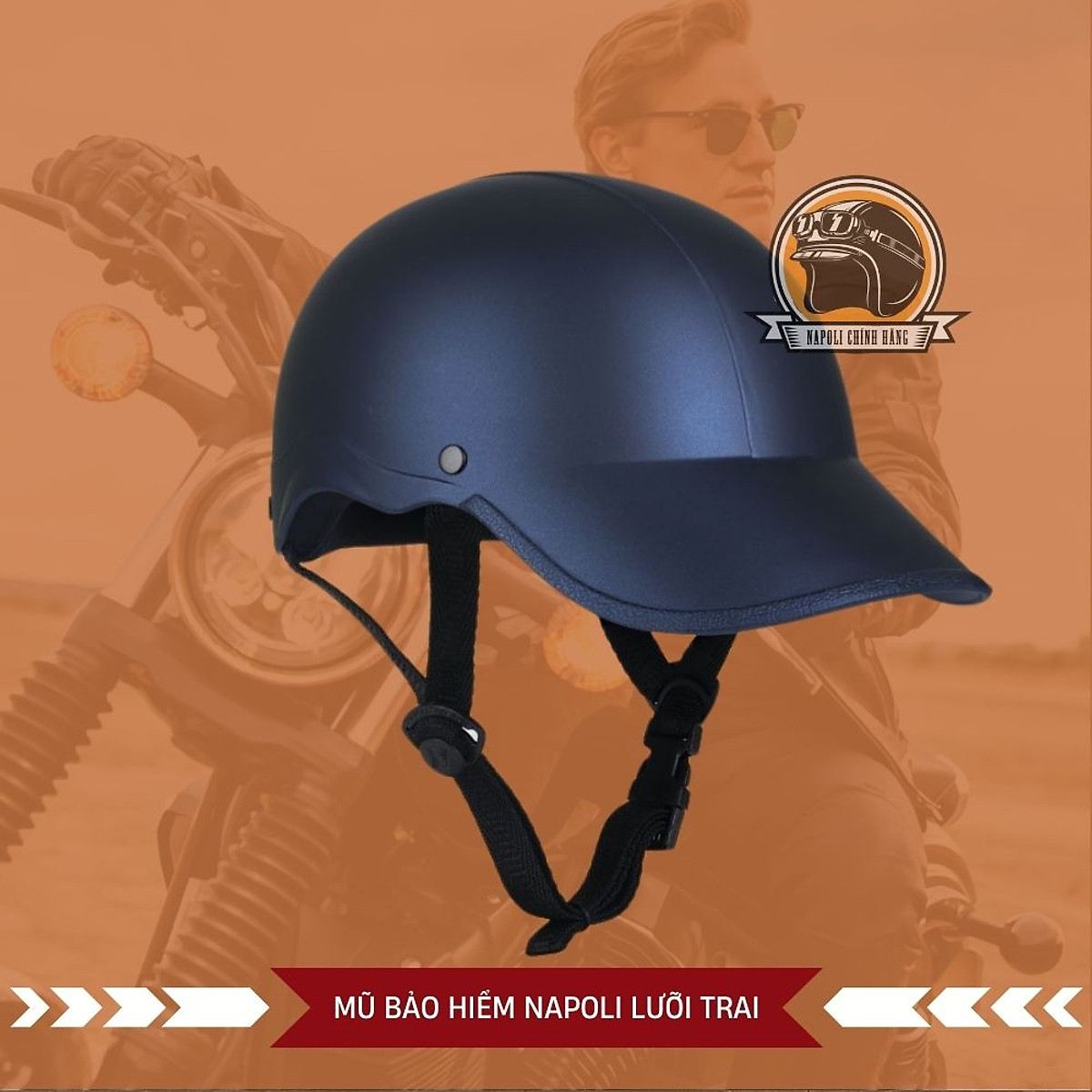 Mũ Bảo Hiểm LƯỠI TRAI Napoli Nhám Nửa Đầu Cao Cấp [CHÍNH HÃNG][FREESHIP] Nón Bảo Hiểm 1/2