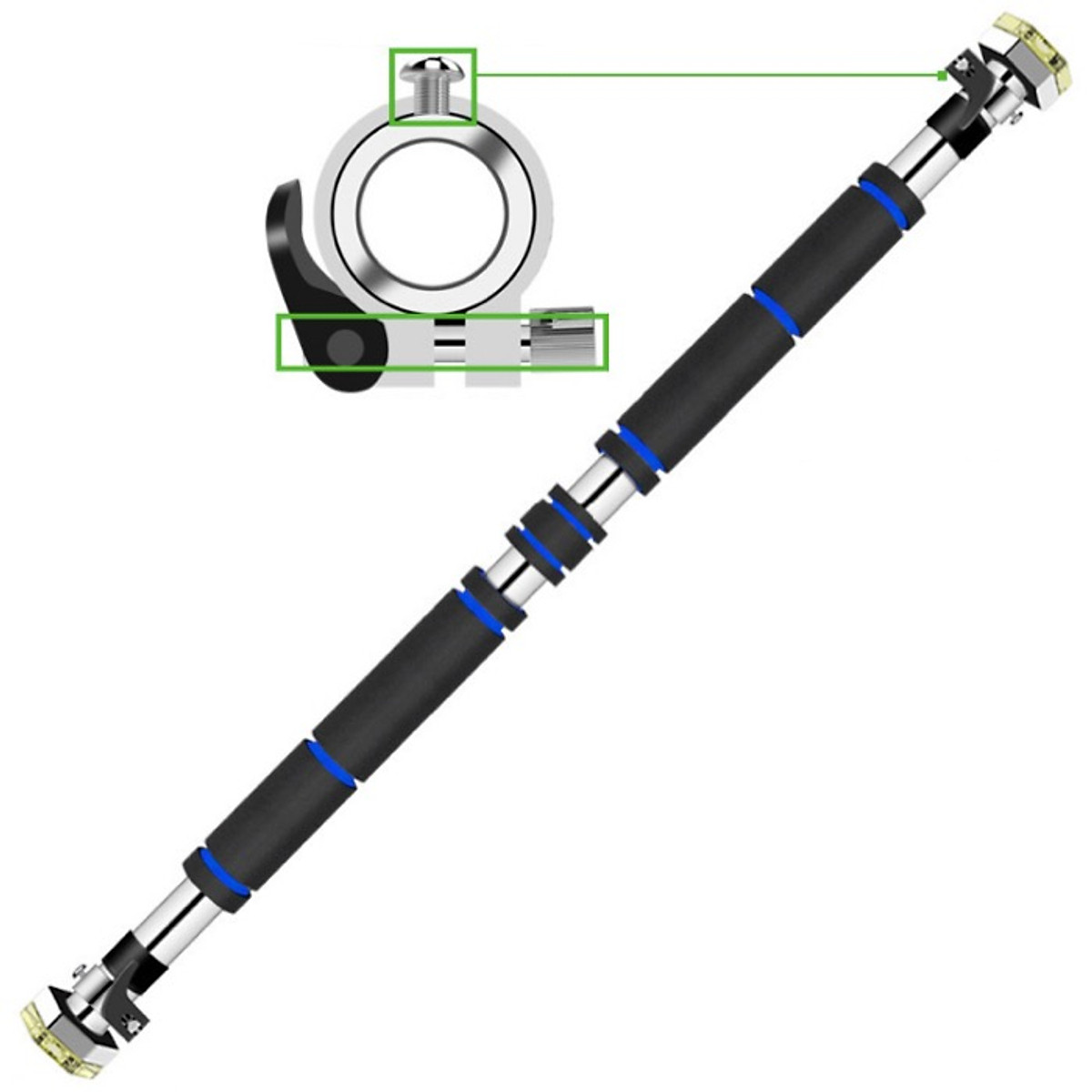 Xà Đơn Gắn Cửa Hoặc Treo Tường Chốt Chống Xoay Màu Đen Xanh Dương(Chọn Kích Thước)- Mẫu Cải Tiến Chất Lượng Vượt Trội