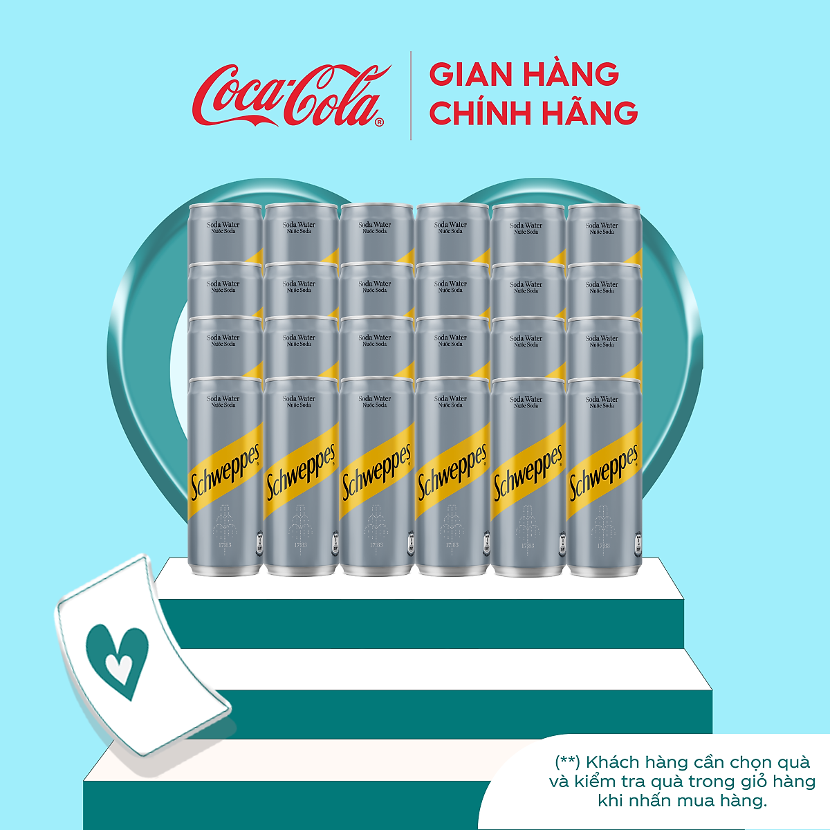 Lốc 24 Lon Nước Soda Giải Khát Schweppes Soda Sleek 320ml/Lon Coca-Cola Official Store