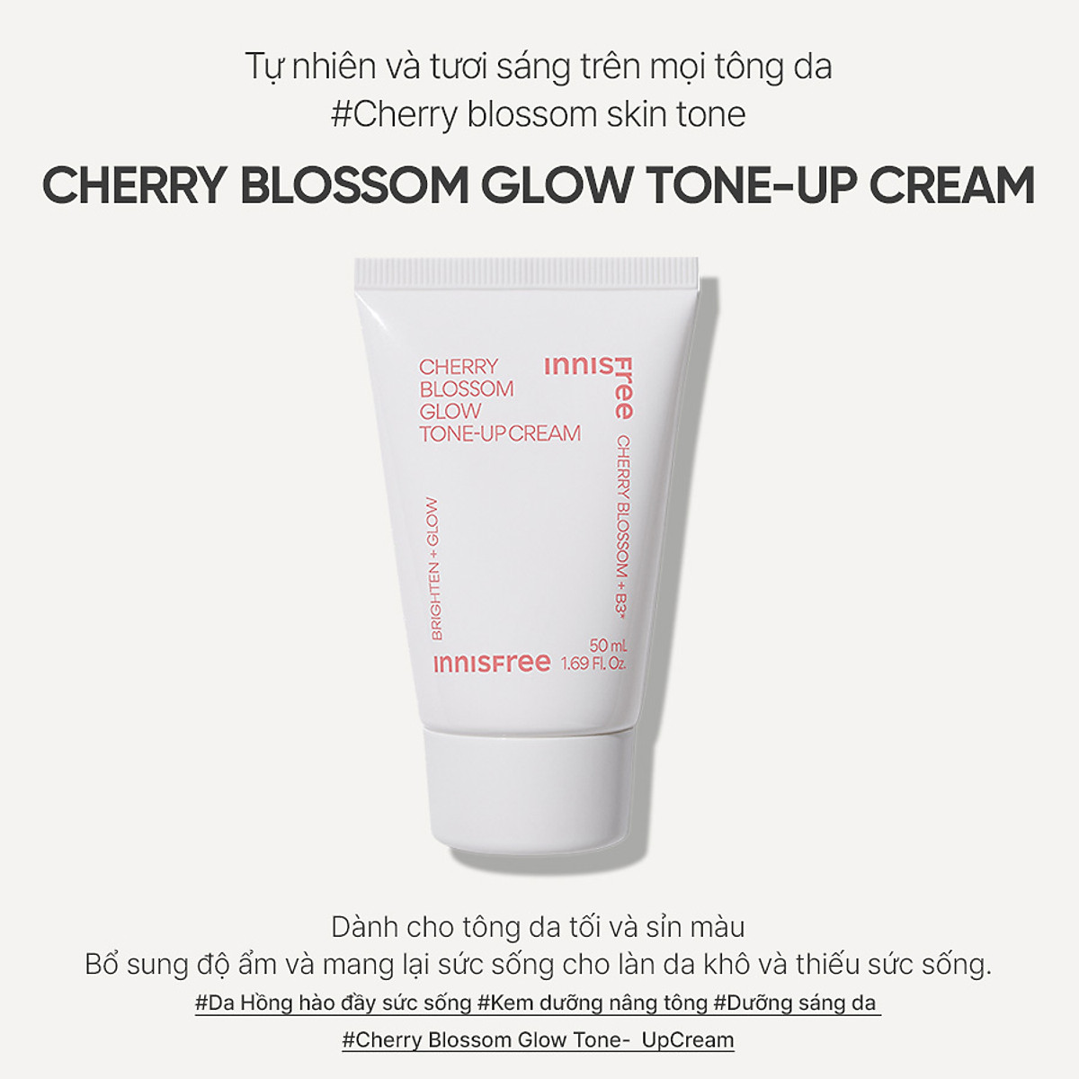 Kem dưỡng ẩm sáng da hoa anh đào đảo Jeju innisfree Cherry Blossom Tone Up Cream 50ml