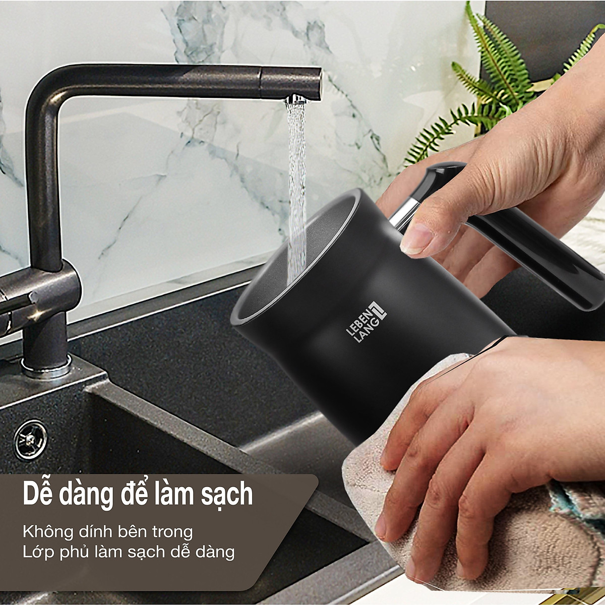 Máy tạo bọt cà phê, sữa LEBENLANG LBF3088 hâm nóng và tạo bọt sữa, dung tích 300ml - hàng chính hãng