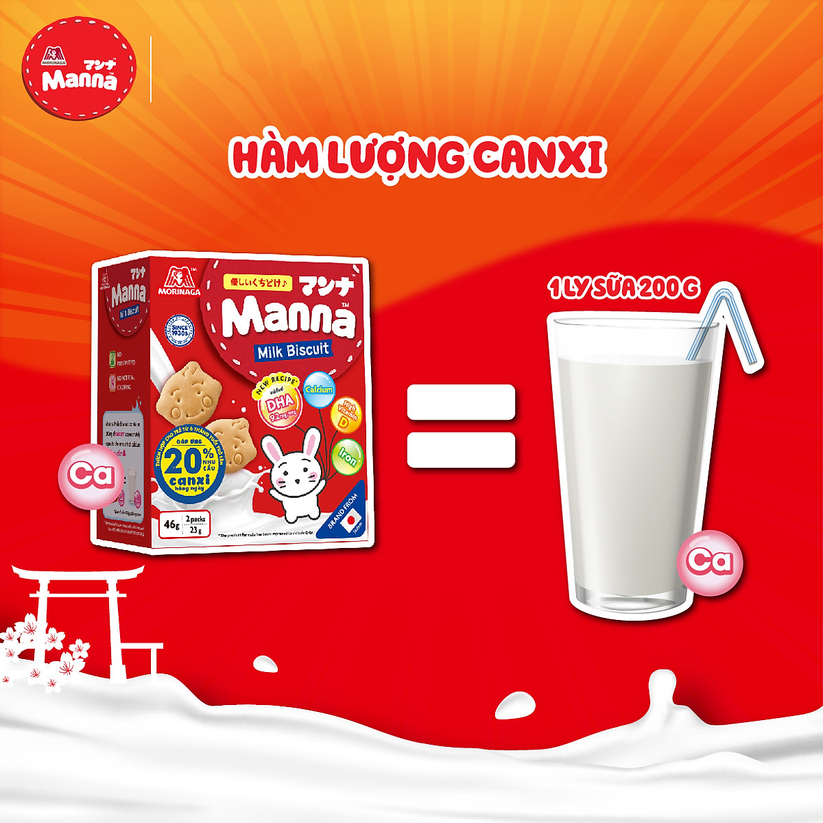 Combo 2 Bánh Quy Dinh Dưỡng Manna Morinaga, Bánh Ăn Dặm vị Sữa dinh dưỡng cho bé 46g (Cho trẻ từ 6 tháng tuổi)