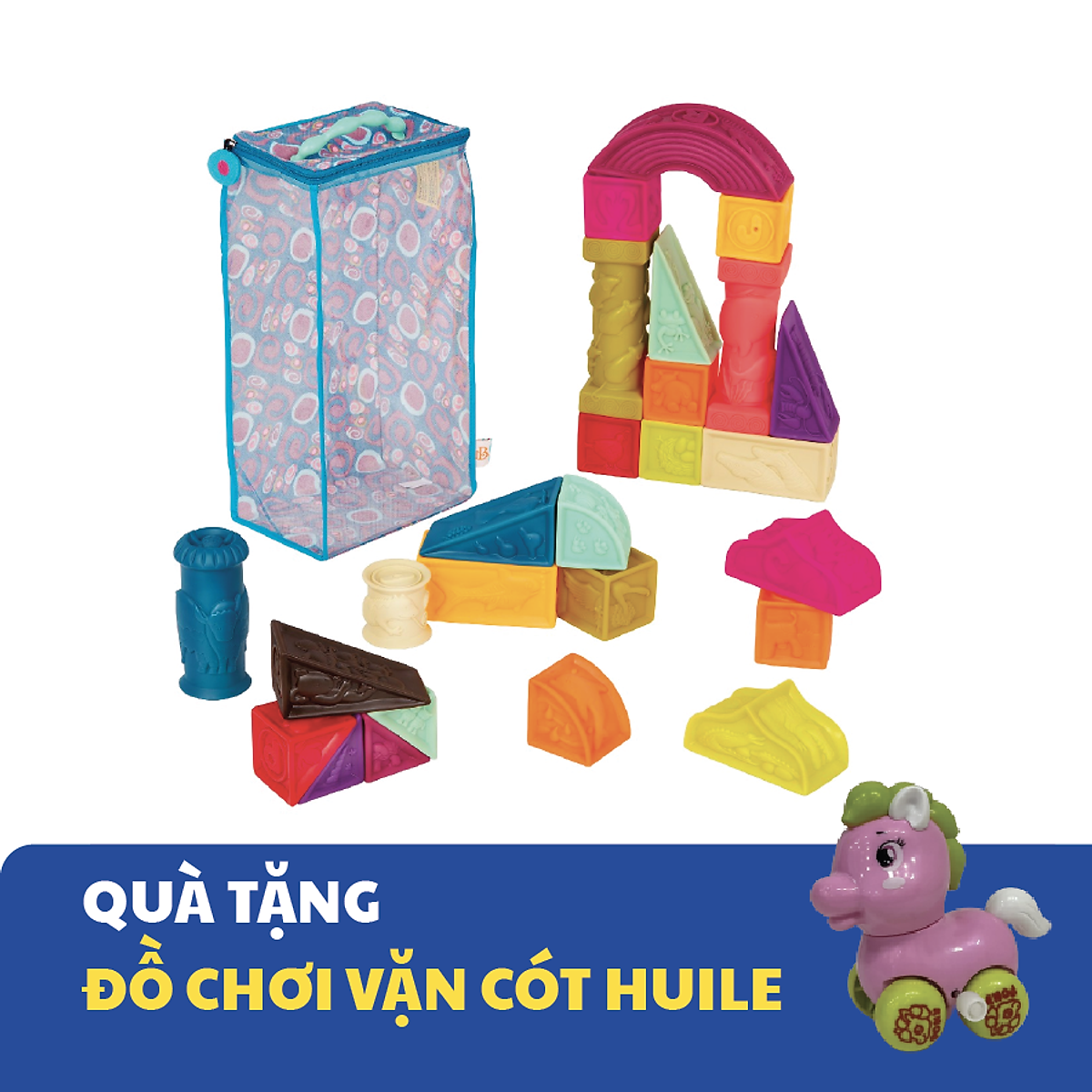 Đồ chơi Bộ gạch mềm kiến trúc B.Toys - Battat cho trẻ từ 6 tháng học