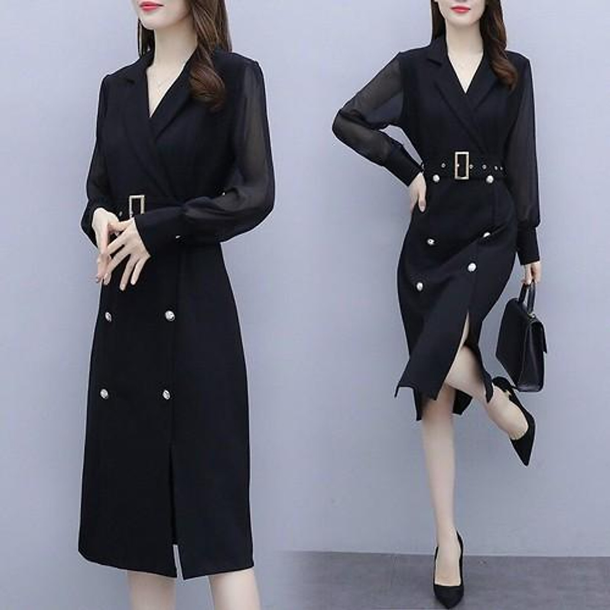 Váy Đầm Công Sở Cổ Vest Thiết Kế Cao Cấp Thanh Lịch Trẻ Trung Sang Trọng  LZD11466  Hàng Quảng Châu Cao Cấp