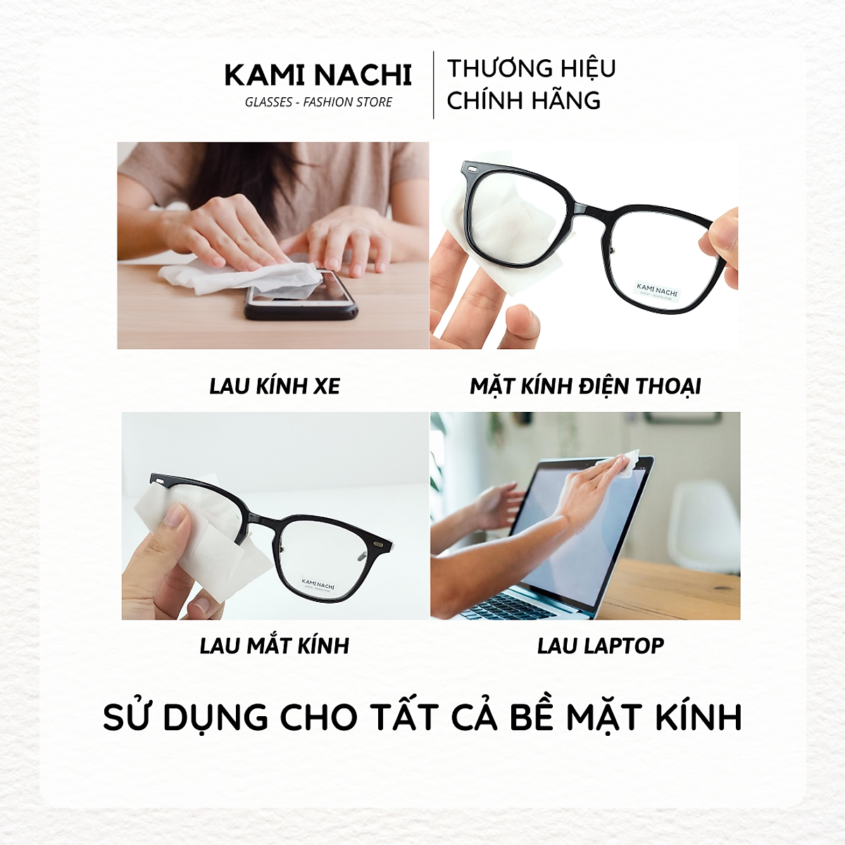 Hộp 50 miếng khăn lau nano hàng loại đặc biệt KAMI NACHI dùng 1 lần - Chống bám hơi nước, chống mờ sương cho kính
