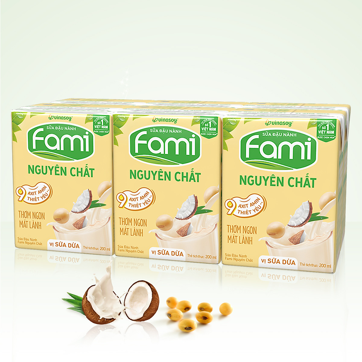 Thùng Sữa Đậu Nành Fami Nguyên Chất Vị Sữa Dừa (200ml x 36 Hộp)
