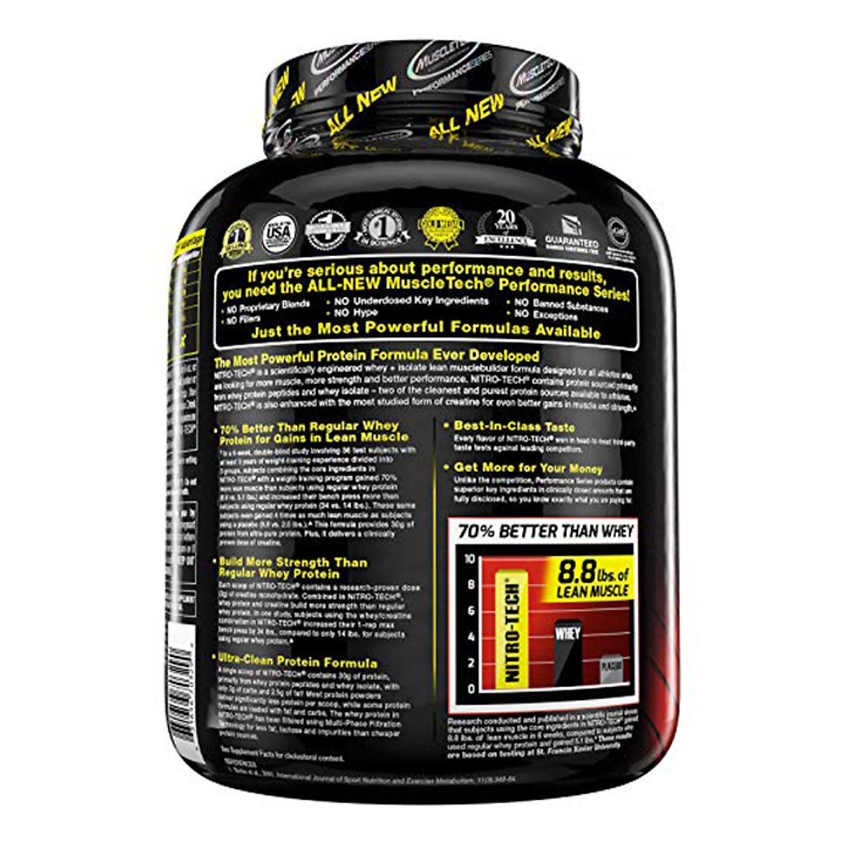 Combo Sữa tăng cơ cao cấp Whey Protein Nitro Tech của MuscleTech hương Strawberry hộp 40 lần dùng 4 LBS & Bình lắc 600 ml (Màu Ngẫu Nhiên) | undefined | Tiki