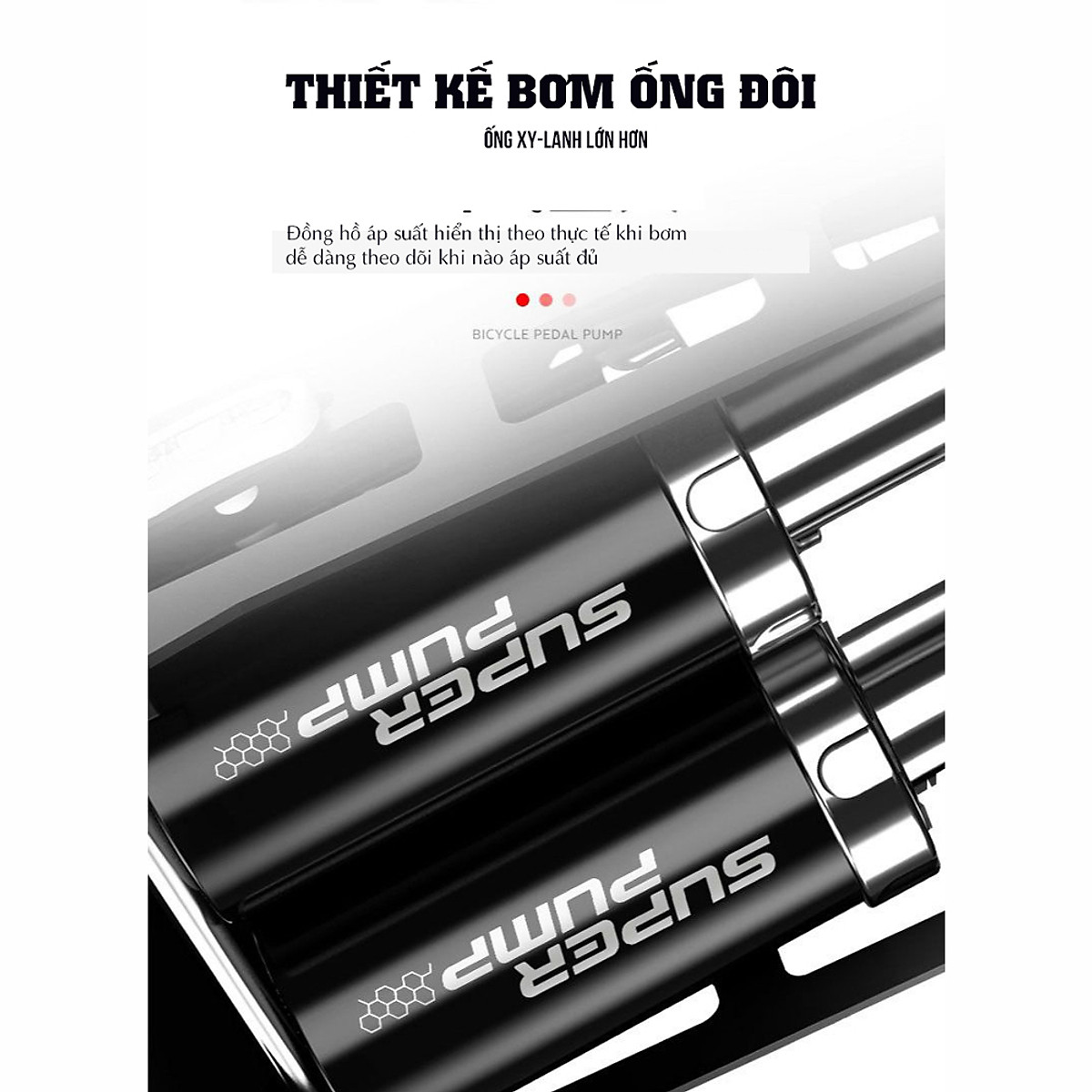 Bơm Đạp Chân 2 Nòng Xilanh 6 Bar 170 PSI Siêu Bơm Chất Lượng Cao Cho Xe Đạp, Xe Máy, Xe Ô tô, Xe Hơi Đa Năng Dễ Dàng Xếp Gọn Và Sử Dụng Tặng Kèm 3 Chốt Chân Lỗ Bơm Super Pump Mai Lee J055B