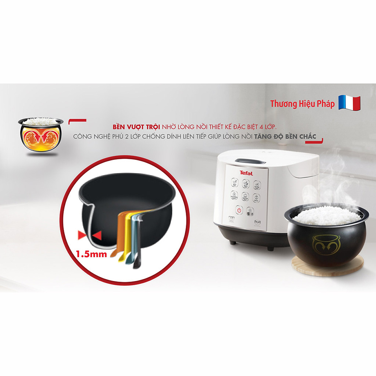 Nồi cơm điện từ Tefal RK732168 1.8L - 750W - Hàng chính hãng