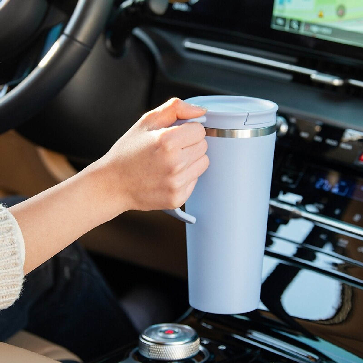 Bình giữ nhiệt LocknLock Daily Handle Tumbler LHC4330 - Có quai cầm - Nắp trượt