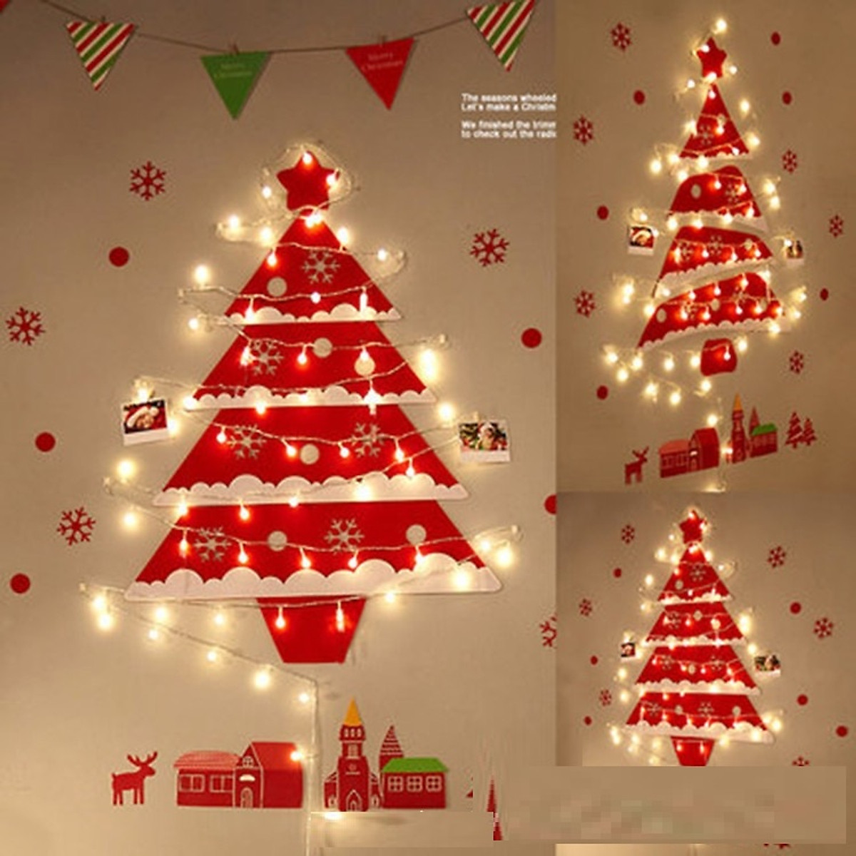 Mua Cây thông dán tường kèm dây đèn trang trí Giáng sinh | Tiki
