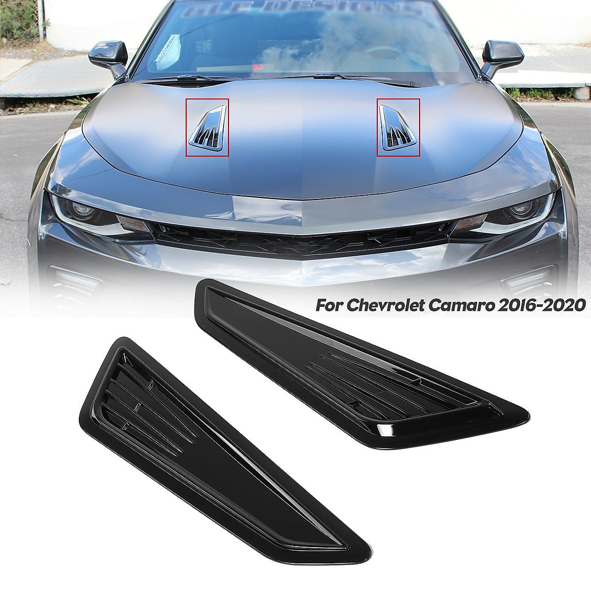 SS Style Decorative Hood Vent Scoop Covers For 16-2020 Chevy Camaro 1lt Lt Rs