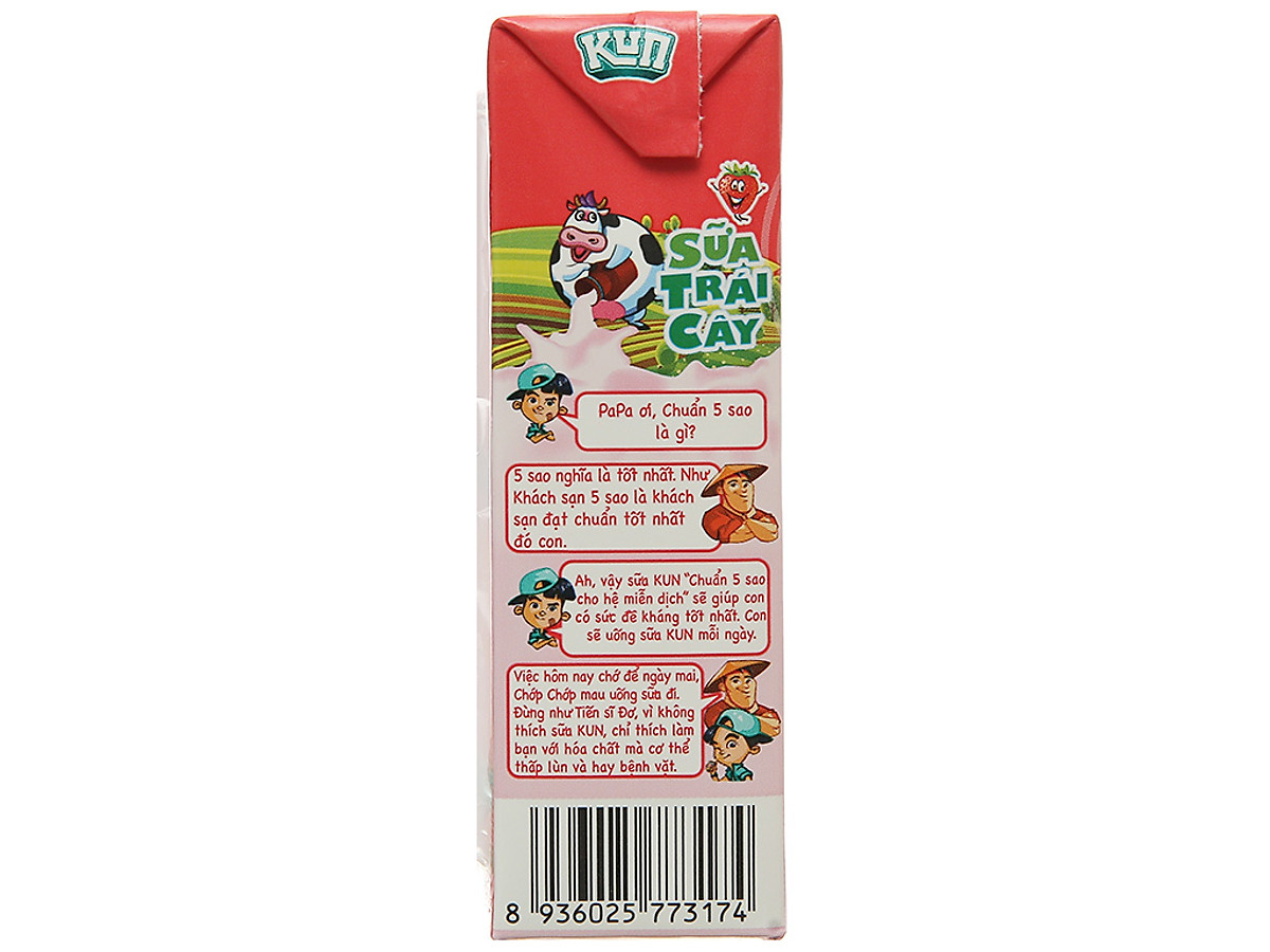Thùng 48 Hộp Sữa Trái Cây KUN Hương Dâu 180ml/hộp(thẻ cào)