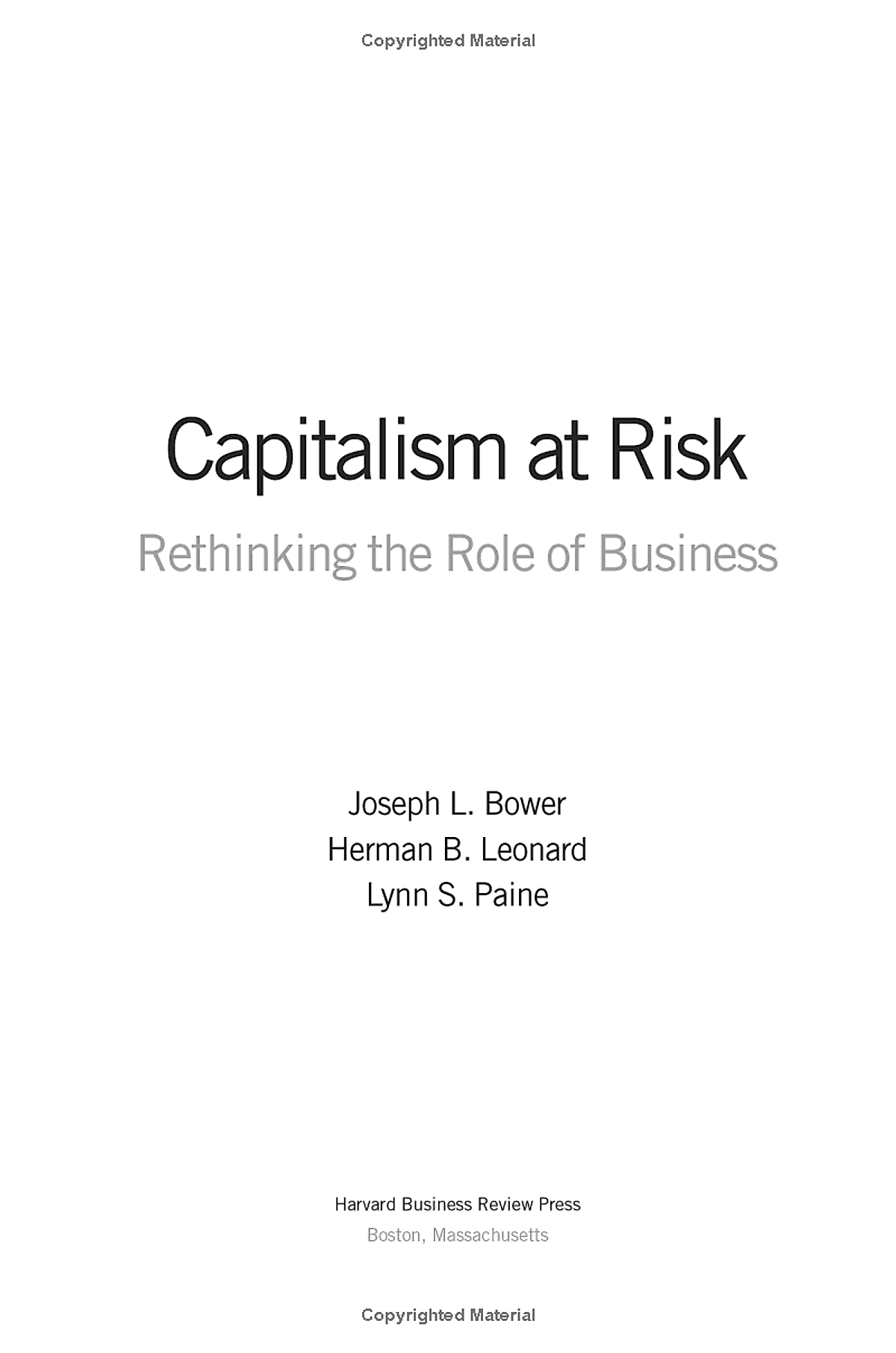 Capitalism at Risk