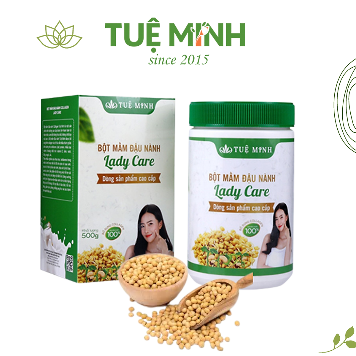 1Kg Mầm đậu nành nguyên xơ Tuệ Minh xưởng nhà làm có đủ giấy ATVSTP 2 hộp như hình