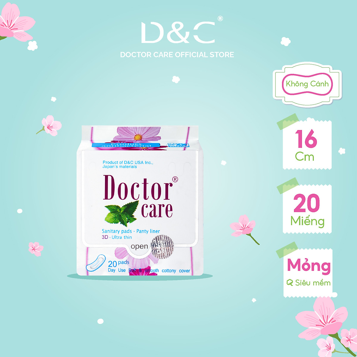 Băng vệ sinh hàng ngày thảo dược Doctor Care 16 cm 1 gói