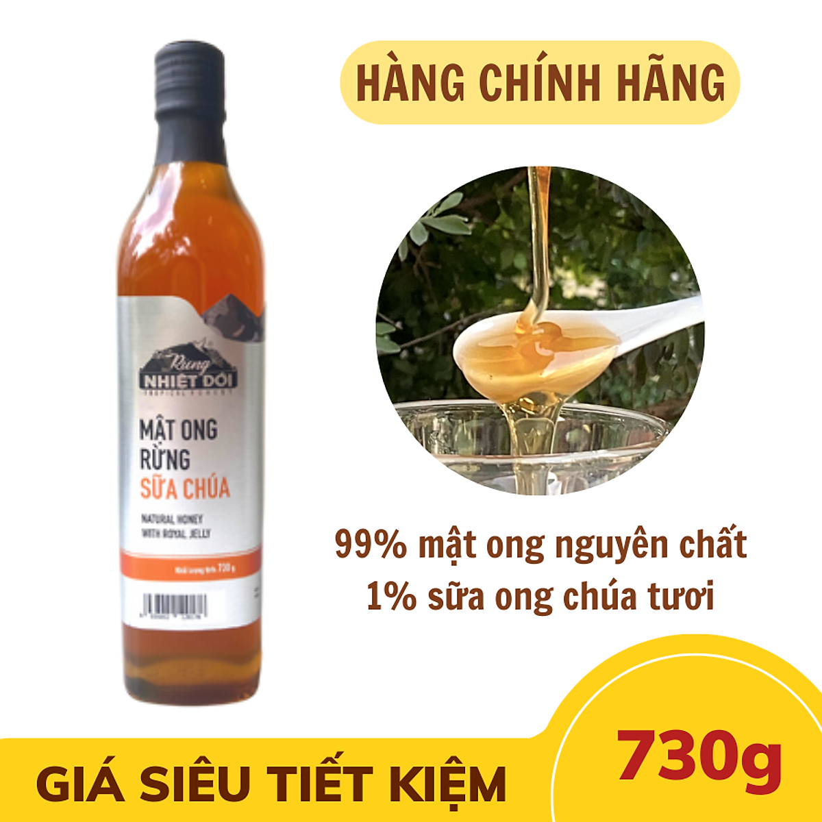 Mật ong rừng sữa chúa - Rừng Nhiệt đới - chai 730g - Mật ong